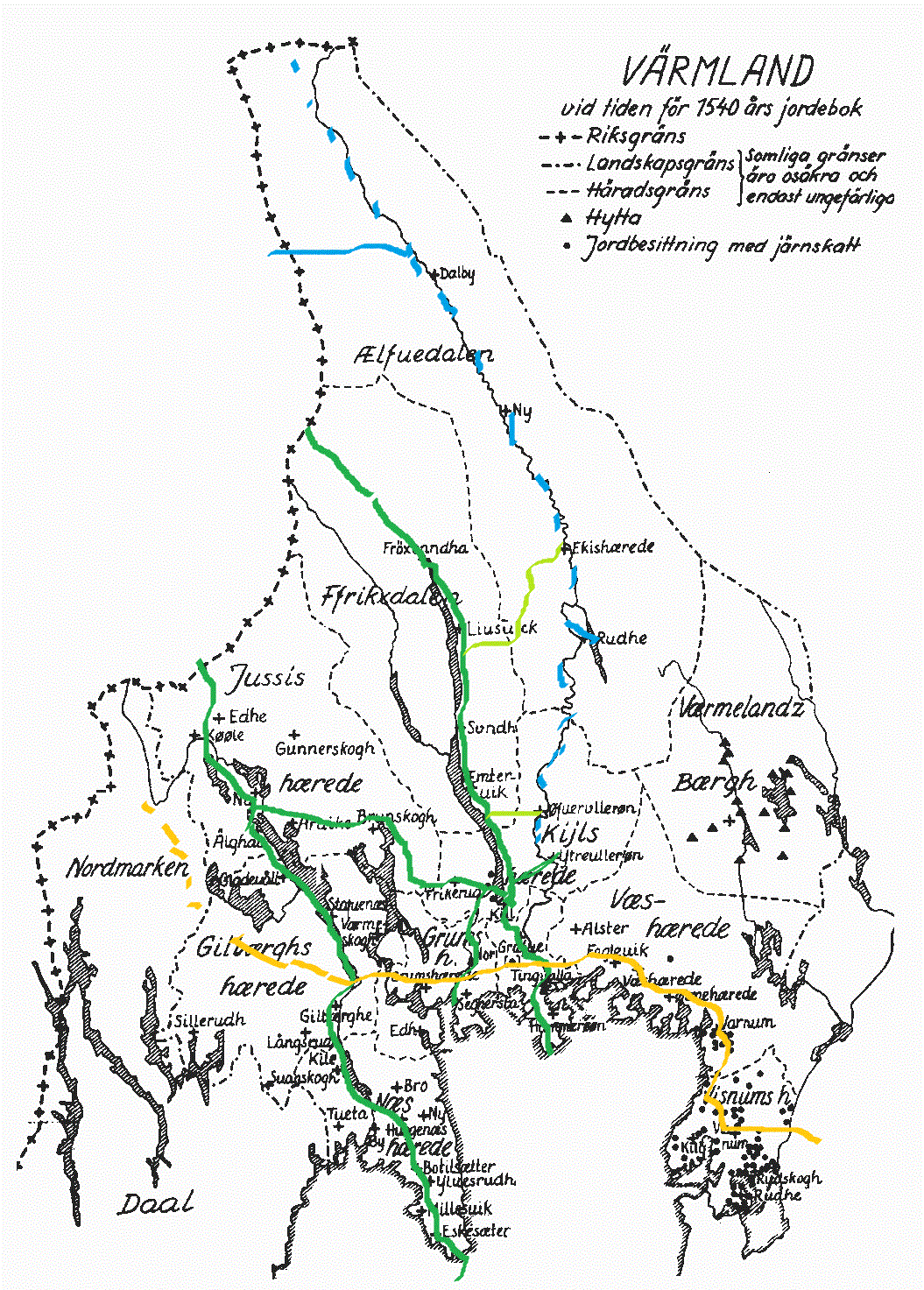 Karta över Värmland 1540